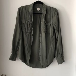 Hunter green button up; worn once